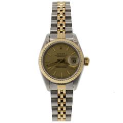 Rolex Lady's Yellow Gold Stainless Steel Datejust Automatic Wristwatch