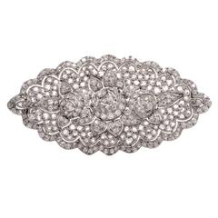 Diamond Platinum Floral Filigree Pin Brooch 