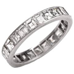  1930s Square Cut Diamond Platinum Eternity Band Ring 