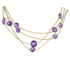 Antique Amethyst Gold Opera Length Chain 4