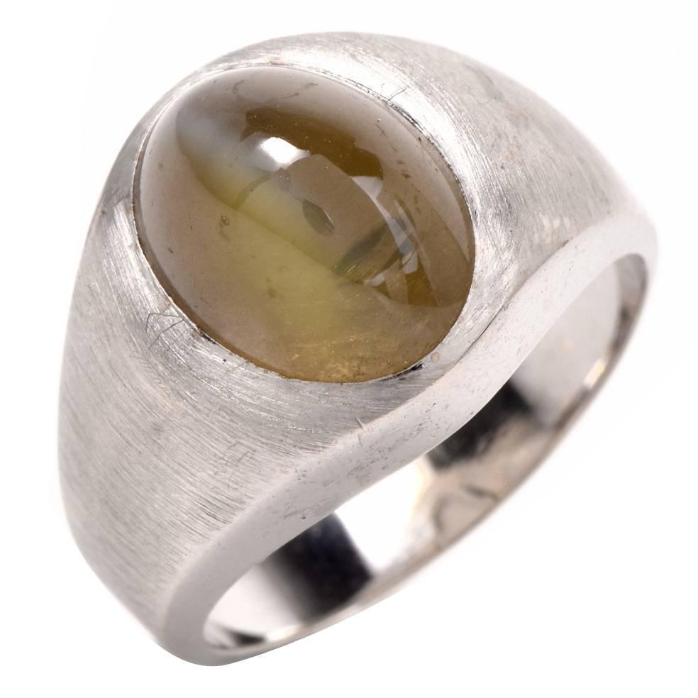 Chrysoberyl Cat's Eye Gold Men's Ring For Sale at 1stdibs
