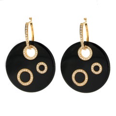 Alex Jona Onyx Diamond Gold Dangle Earrings