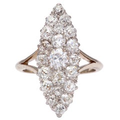 Edwardian Pave Diamond Ring in Marquise Form