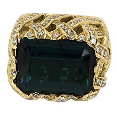 Tourmaline DIamond Gold Dress Ring