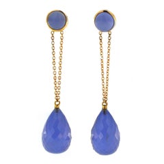 Alex Jona Namibia Chalcedony 18 Karat Rose Gold Dangle Earrings