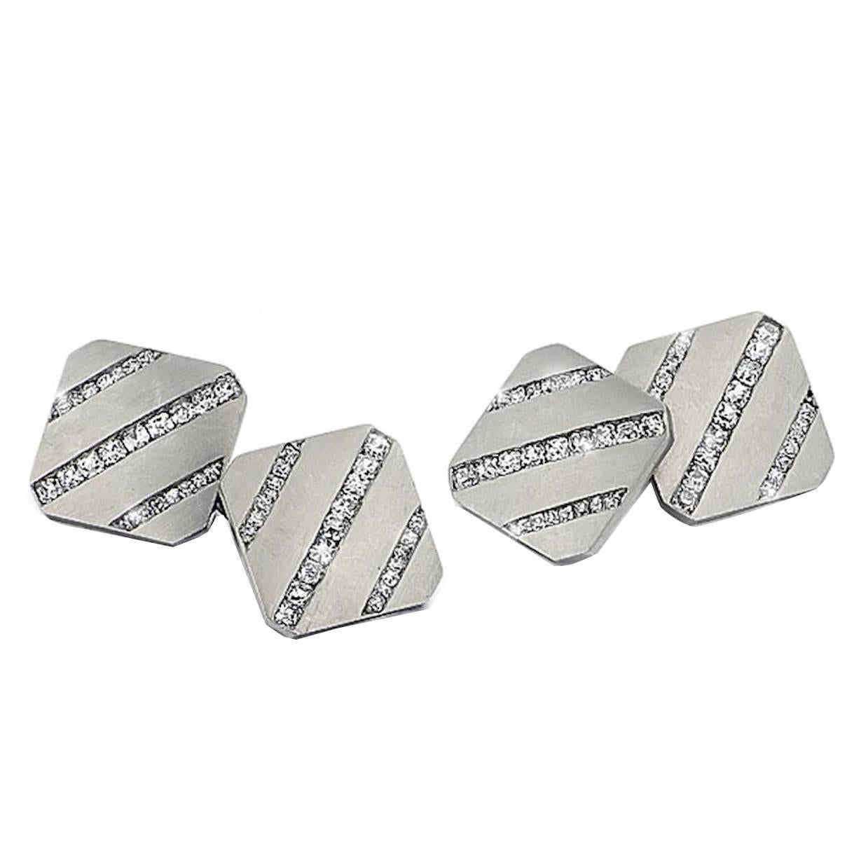 Tiffany & Co. Art Deco Diamond Platinum Cufflinks For Sale
