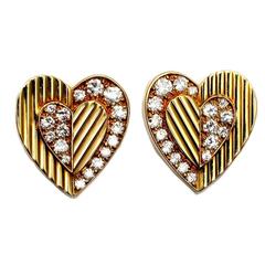 Cartier Diamond Gold Heart Earrings