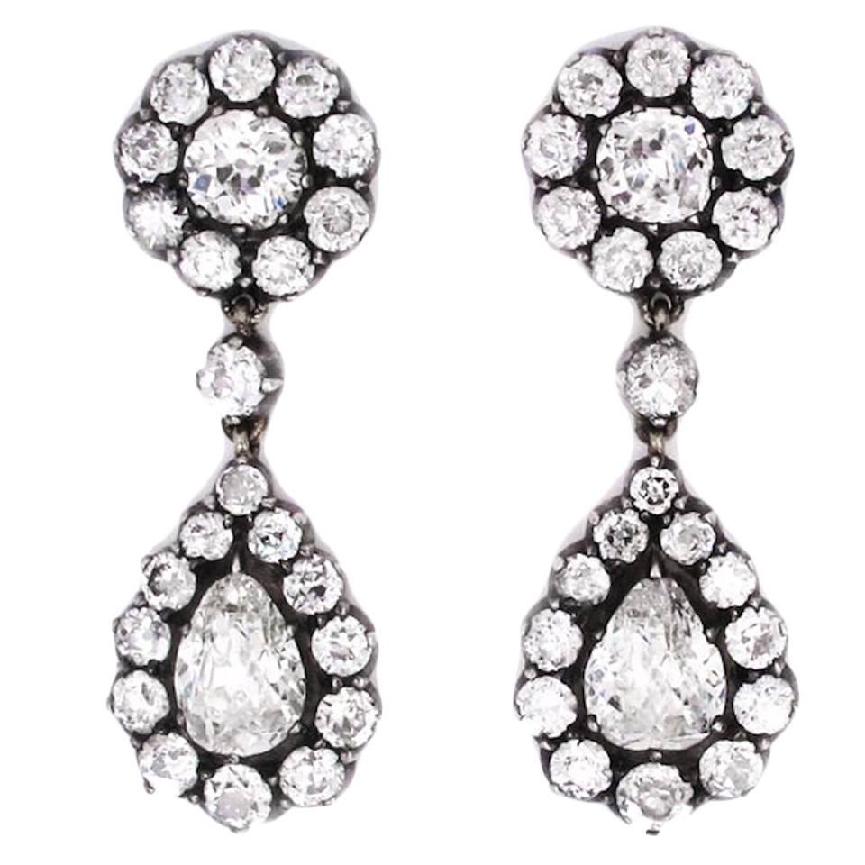 Late Victorian Diamond Drop Earrings For Sale