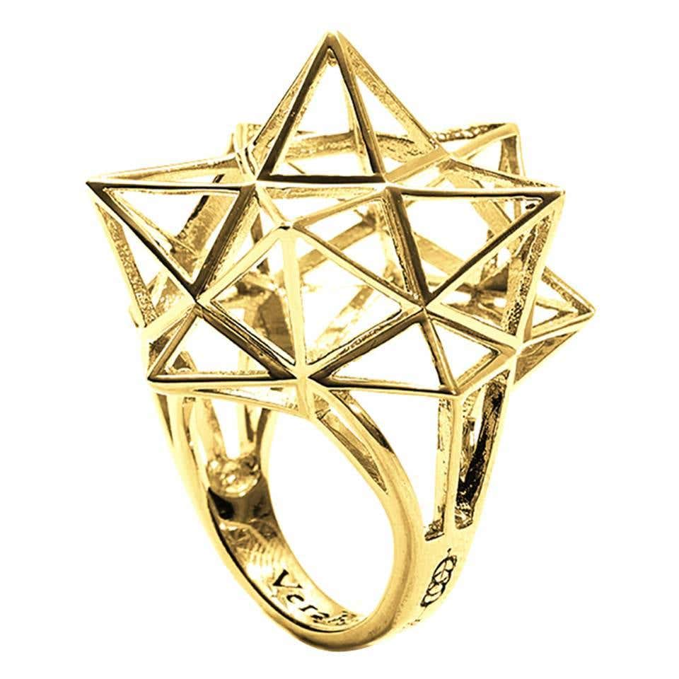 Black Stellated Star Diamond Gold Ring For Sale at 1stDibs