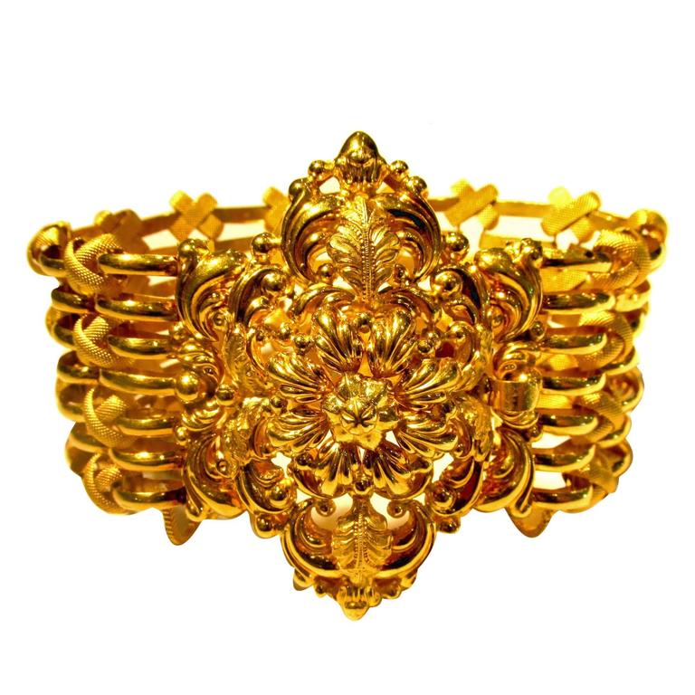 Antique French 18K Gold Cuff Bracelet, c1800bv For Sale at 1stdibs