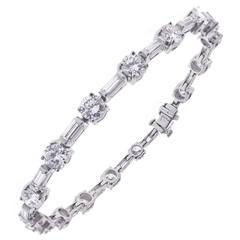 Diamond Platinum Straight Line Tennis Bracelet  