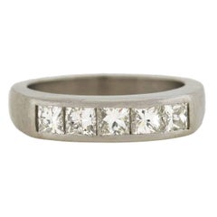 Radiant Cut Diamond Platinum Half Band Ring