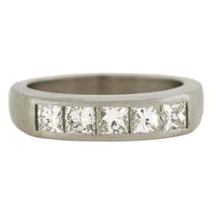 Radiant Cut Diamond Platinum Half Band Ring 5