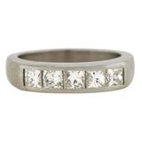 Radiant Cut Diamond Platinum Half Band Ring 