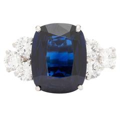 8.35 Carat GIA Cert Cushion Cut Sapphire Diamond Platinum Ring