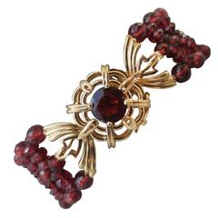 Woven Multi-Strand Faceted Garnet Bead Gold Bracelet 7