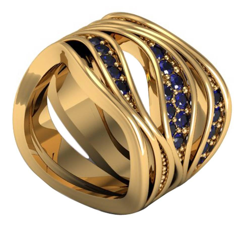 Christoph Blatter and Sparkles Sapphire Gold Ring For Sale