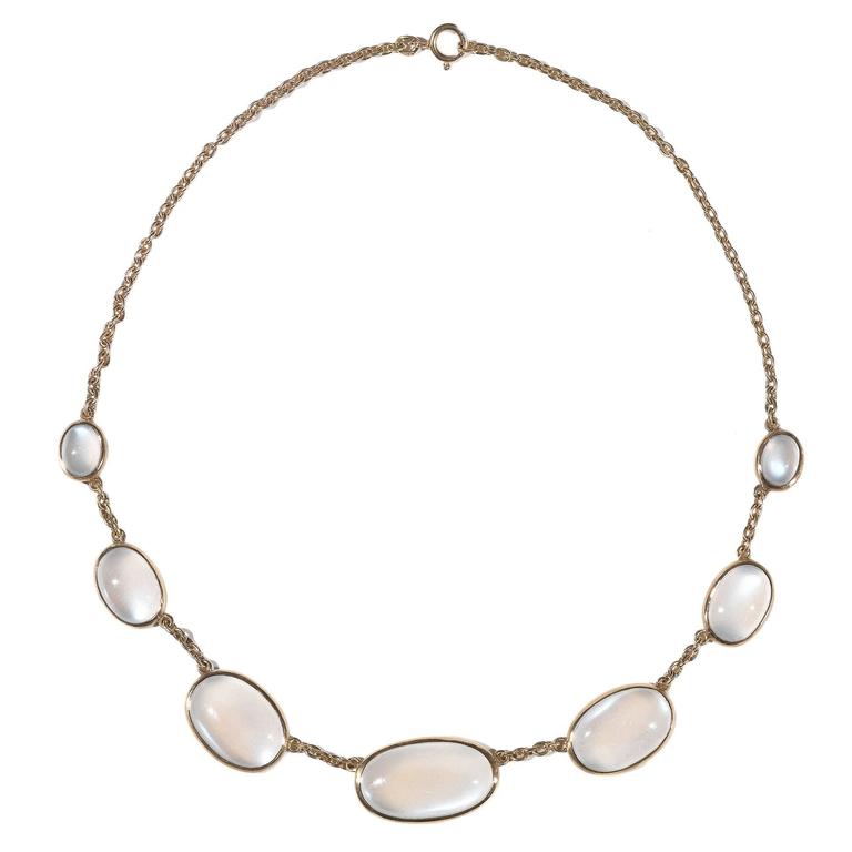 Moonstone Gold Necklace For Sale