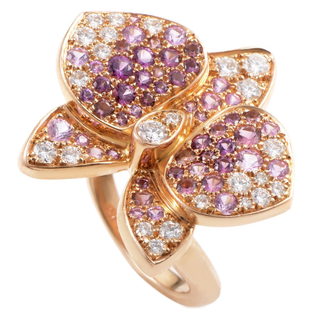 Cartier Caresse d'Orchidées Par Cartier Gemstone Diamond Gold Ring