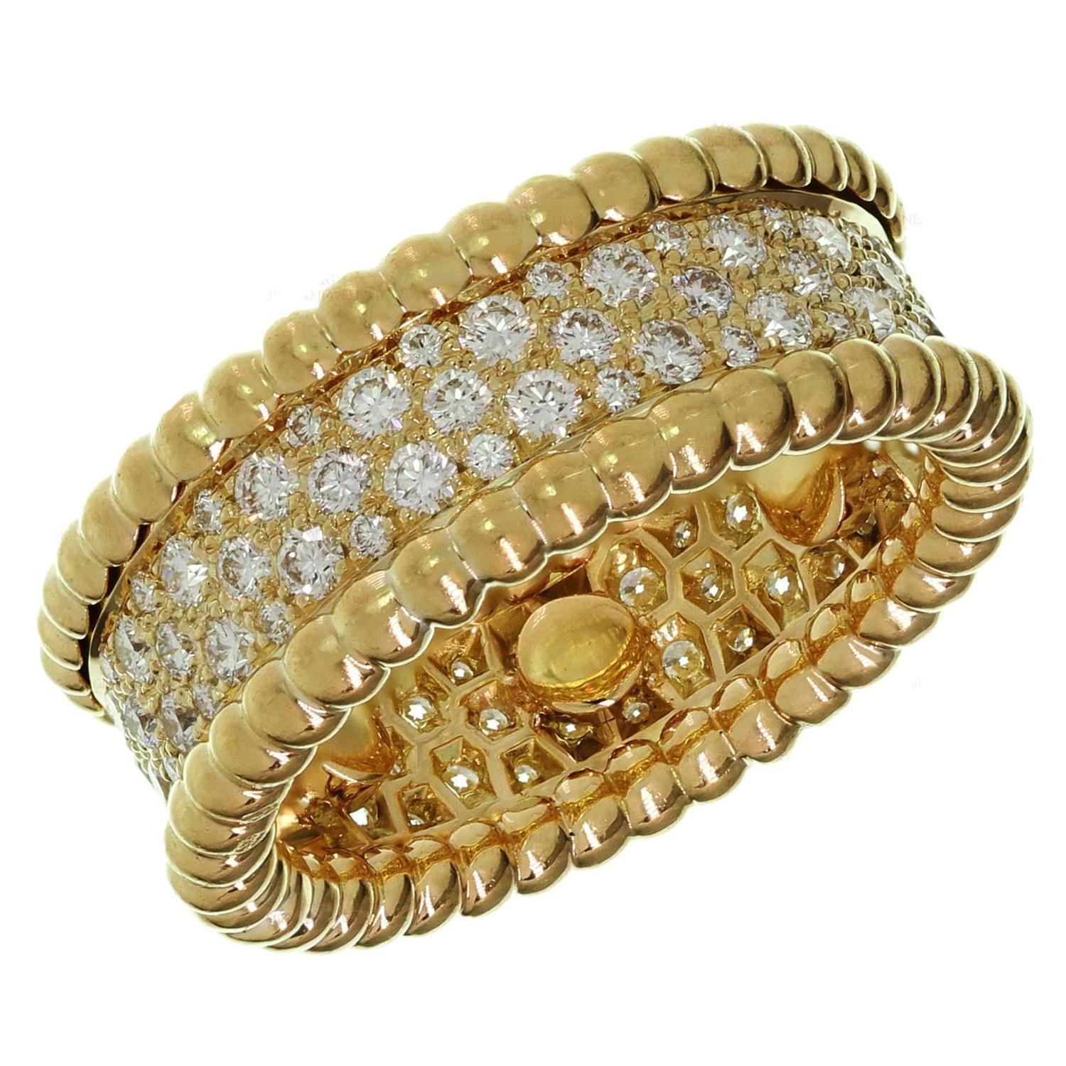 Van Cleef and Arpels Perlée Diamond Gold Band Ring For Sale at 1stdibs