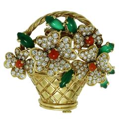 Van Cleef & Arpels Rare Coral Diamond Chalcedony Gold Bouquet Brooch 5