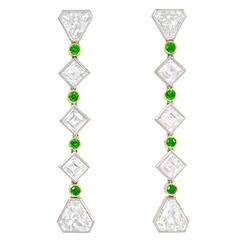 Black Starr & Frost Art Deco Demantoid Garnet Diamond Gold Platinum Earrings 12