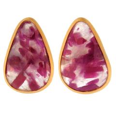 Jona Zoisite Ruby Gold Stud Earrings