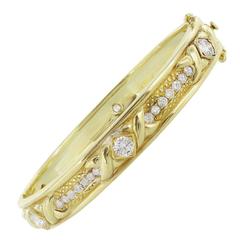 Judith Ripka Diamond Gold Bangle Bracelet 10