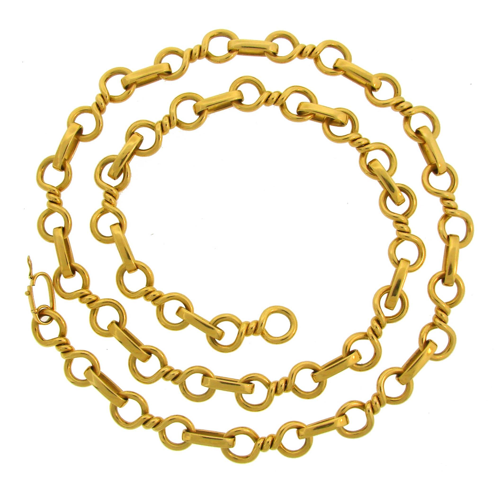 1980s Bulgari Gold Heavy Link Chain Necklace