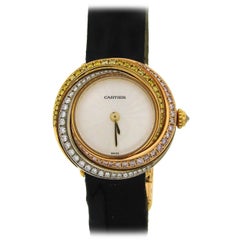 Cartier Lady's Three Color Gold Diamond Trinity Quartz Wristwatch 