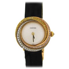 Cartier Lady's Three Color Gold Diamond Trinity Quartz Wristwatch