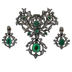 1740s Rare Georgian Emerald Diamond Silver Suite 7