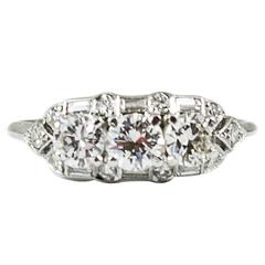 Vintage 1930s Birks Ellis Ryrie Diamond Platinum Three Stone Ring