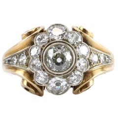 1940s Retro Diamond Gold Cluster Ring