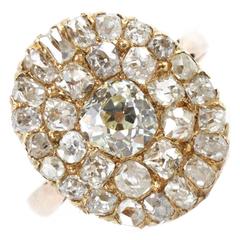 1880s Victorian Diamond Gold Cluster Ring