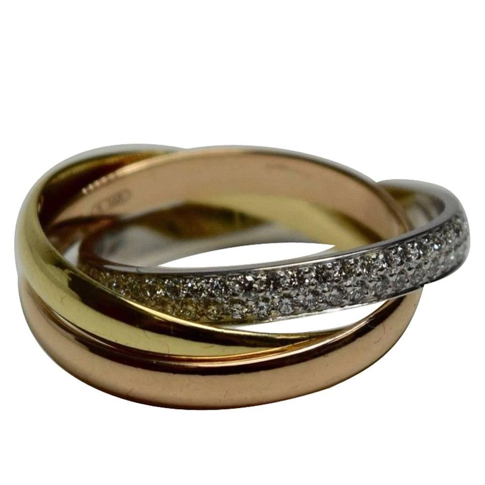Cartier Trinity de Cartier Diamond Three Color Gold Ring