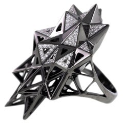 Black Stellated Star Diamond Gold Ring