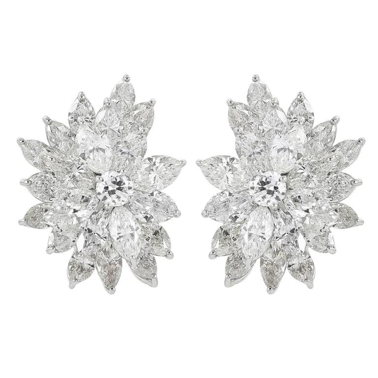 15 Carats Marquise Diamonds Platinum Earrings For Sale at 1stDibs