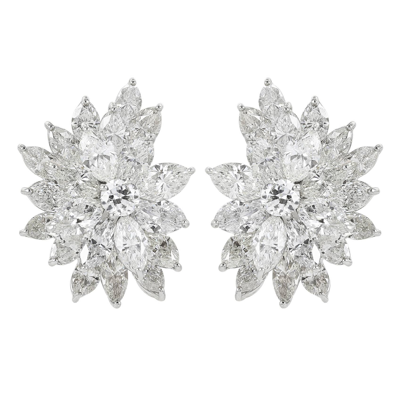 15 Carats Marquise Diamonds Platinum Earrings For Sale