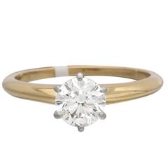 Tiffany ​& Co. 0.73 Carat Round Brilliant Diamond Gold Platinum Ring