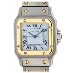 Cartier Yellow Gold Stainless Steel Santos Galbe Wristwatch 