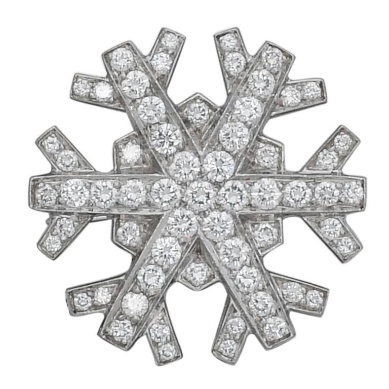 Tiffany and Co. Diamond Platinum Snowflake Brooch at 1stDibs