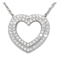 Tiffany & Co. Brand New Diamond Platinum Metro Double Heart Necklace