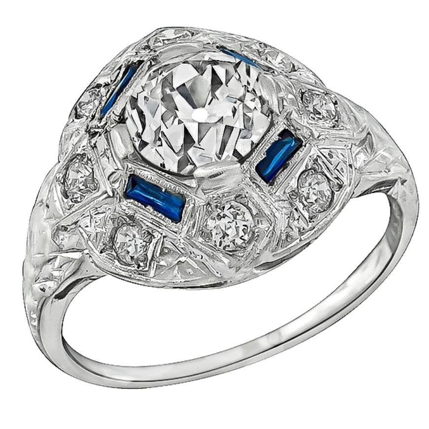 1.10 Carat Diamond Platinum Engagement Ring For Sale