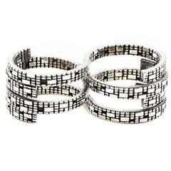Fabri Infinity Double Loop Adjustable Silver Ring with Detail 12