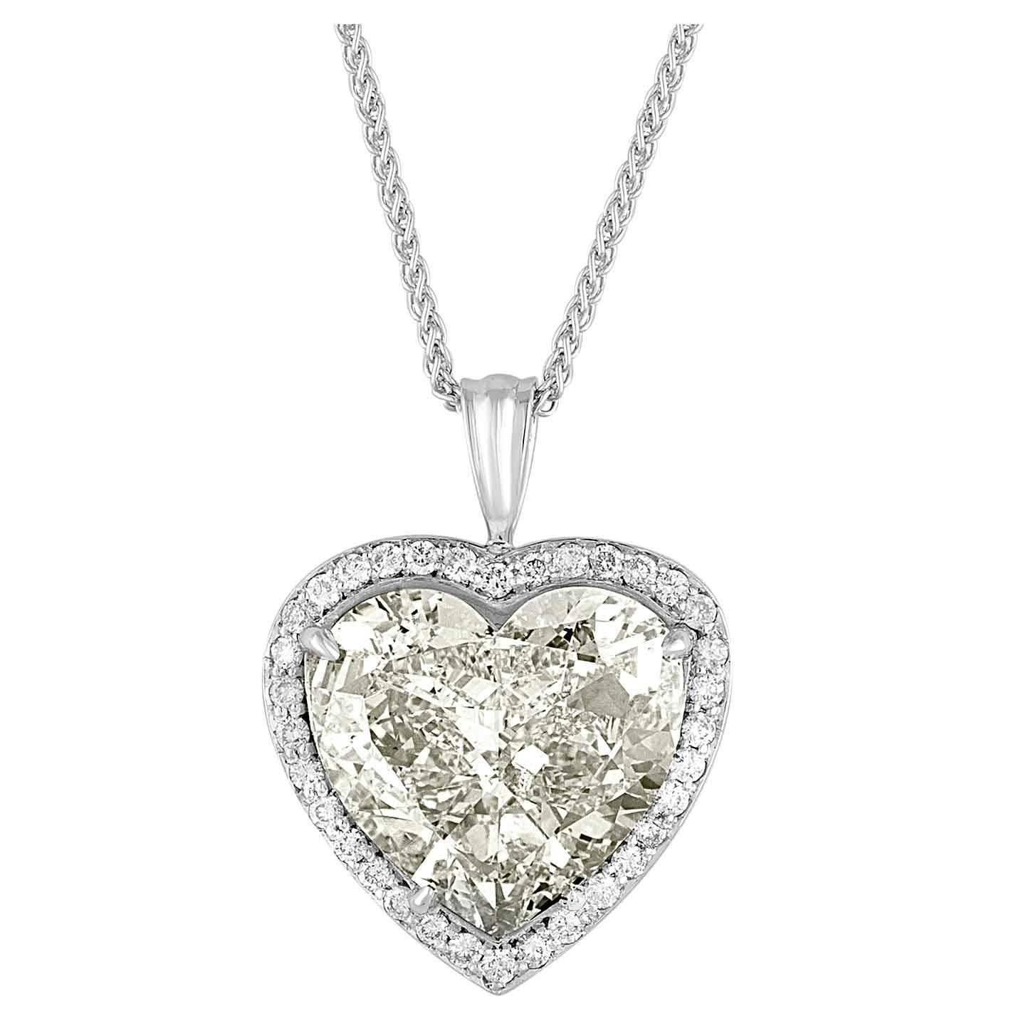 7 Carat GIA Certified Heart Shaped Diamond Gold Pendant