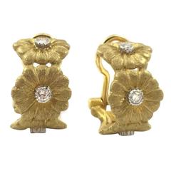 Buccellati Diamond Gold Hoop Flower Earrings