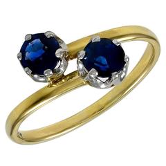 Retro Tiffany & Co. Sapphire Gold Platinum Bypass Ring