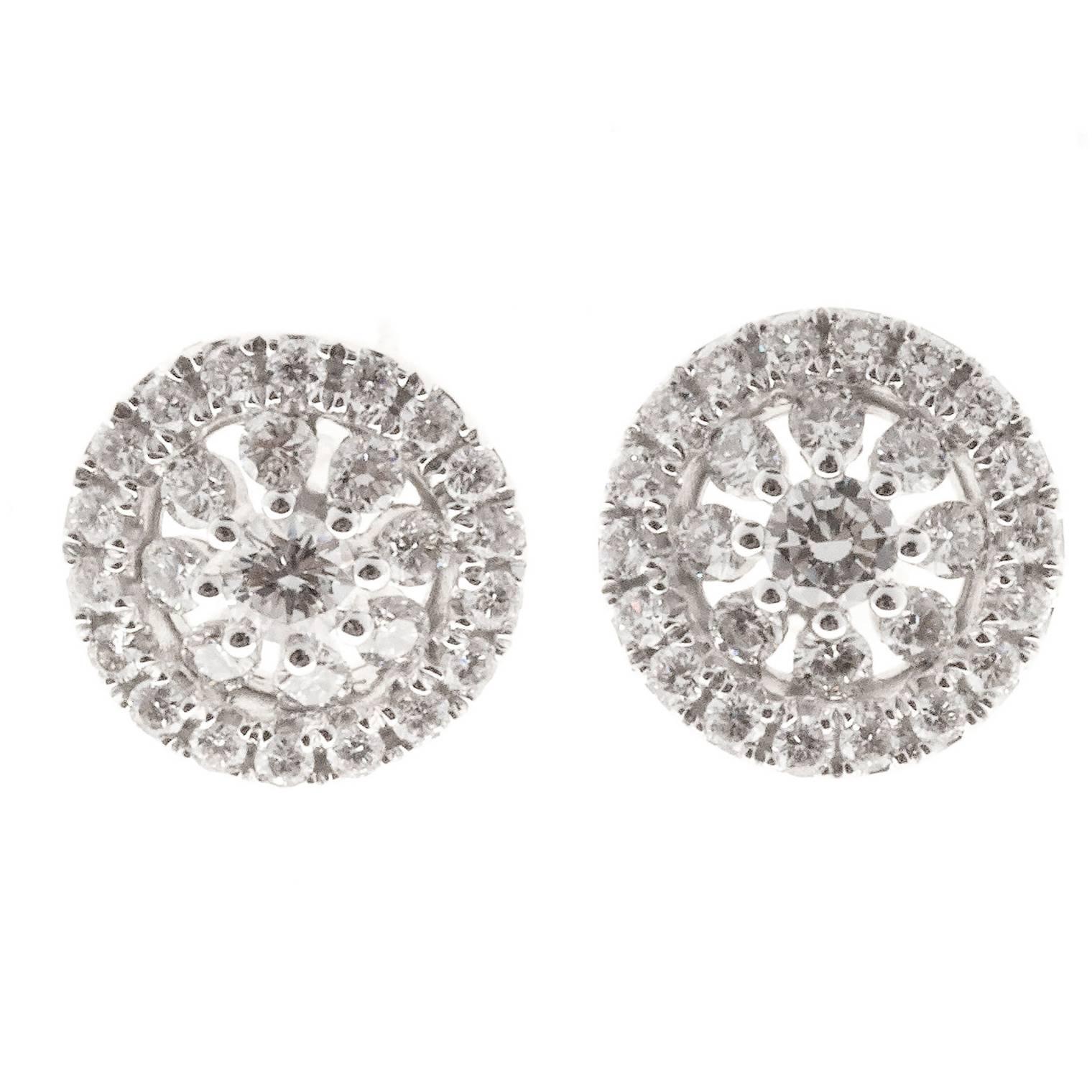 Memoire Bouquet Collection Diamond Stud Earrings 1.33ctw Wid 6 Carat TW ...