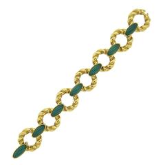 1970s Boucheron Paris Chrysoprase Gold Circle Link Bracelet 5